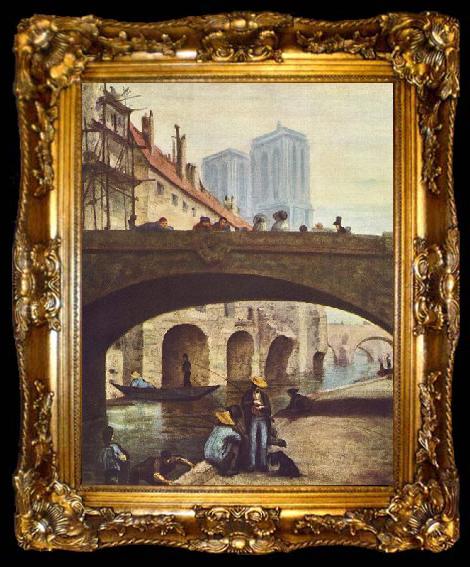 framed  Honore Daumier Der Kunstler vor Notre-Dame, ta009-2